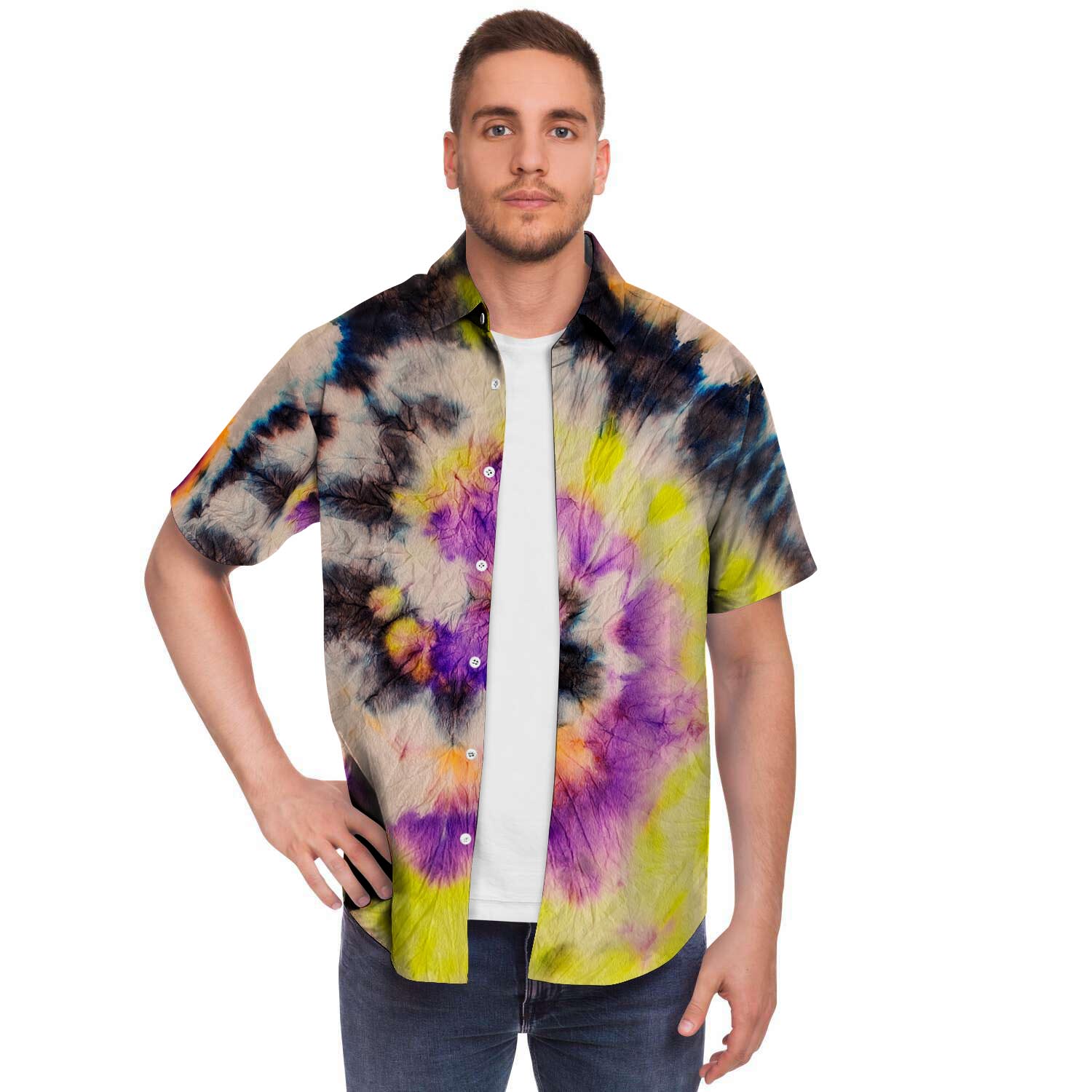 Spiral Hippie Tie Dye Men's Short Sleeve Shirt-grizzshop