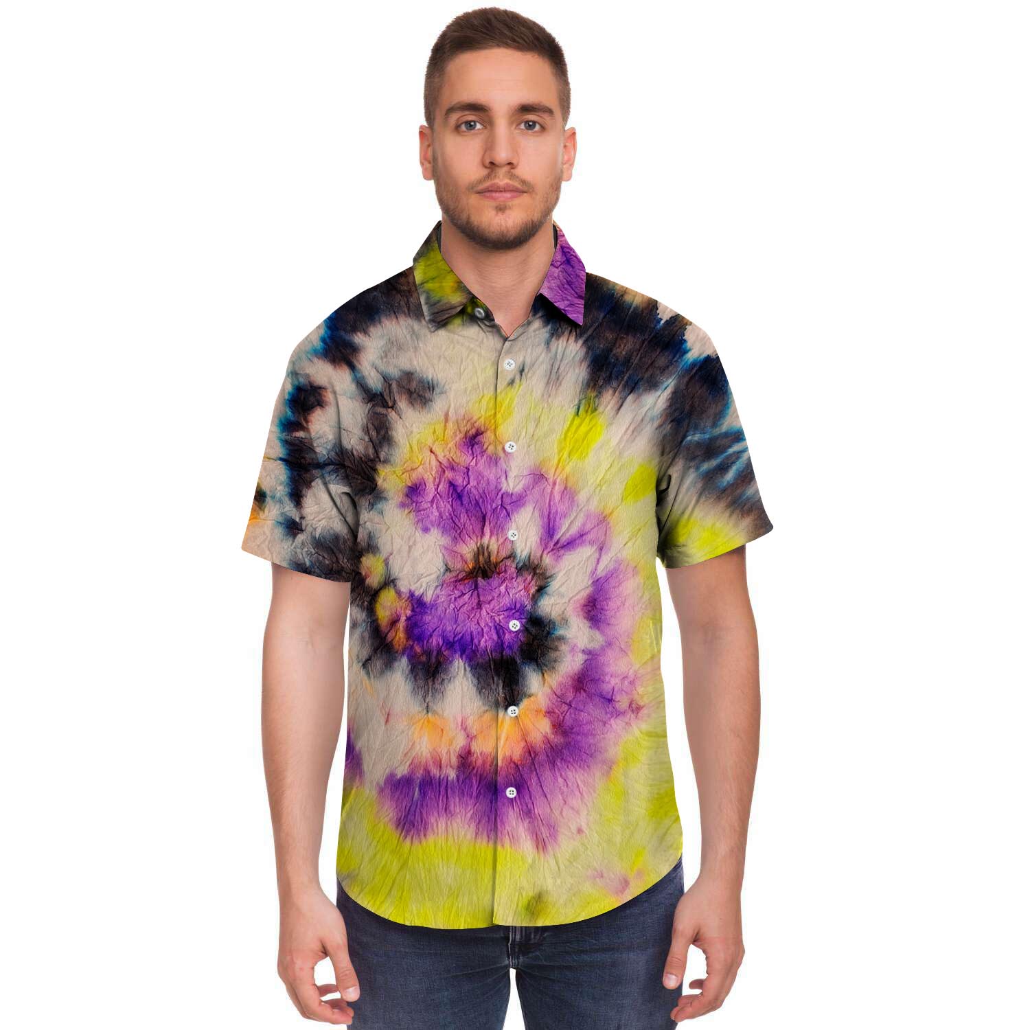 Spiral Hippie Tie Dye Men's Short Sleeve Shirt-grizzshop
