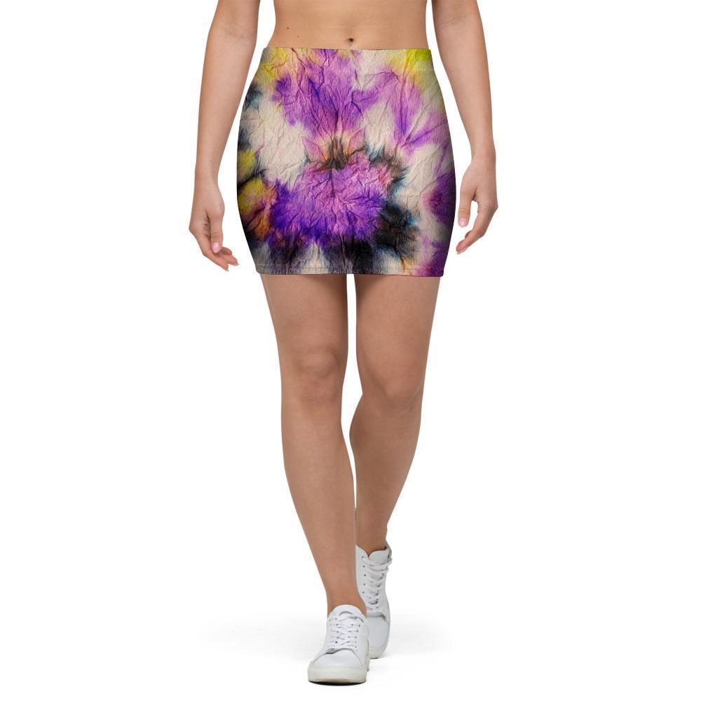 Spiral Hippie Tie Dye Mini Skirt-grizzshop