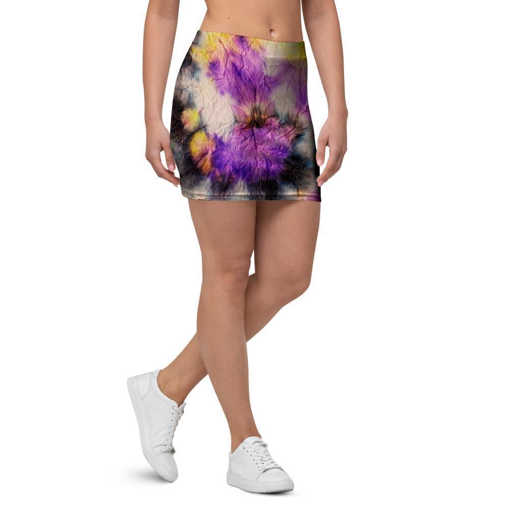 Spiral Hippie Tie Dye Mini Skirt-grizzshop