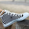 Spiral Illusion White And Black Print White High Top Shoes-grizzshop