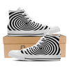 Spiral Illusion White And Black Print White High Top Shoes-grizzshop