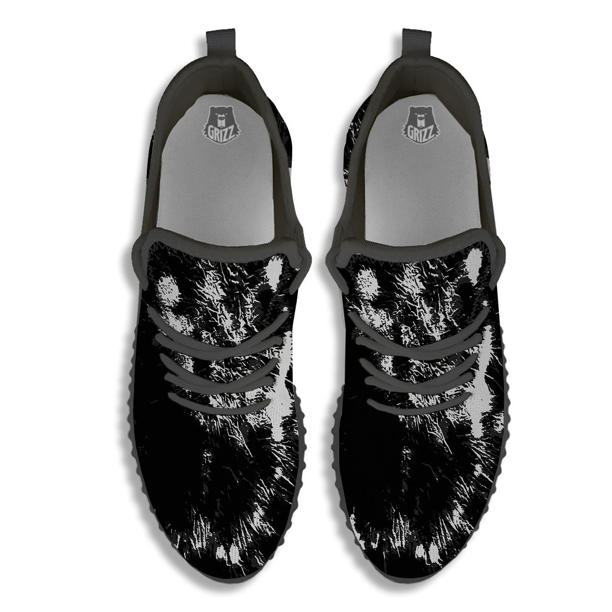 Spiral Tie Dye Black Backed Print Black Walking Shoes-grizzshop