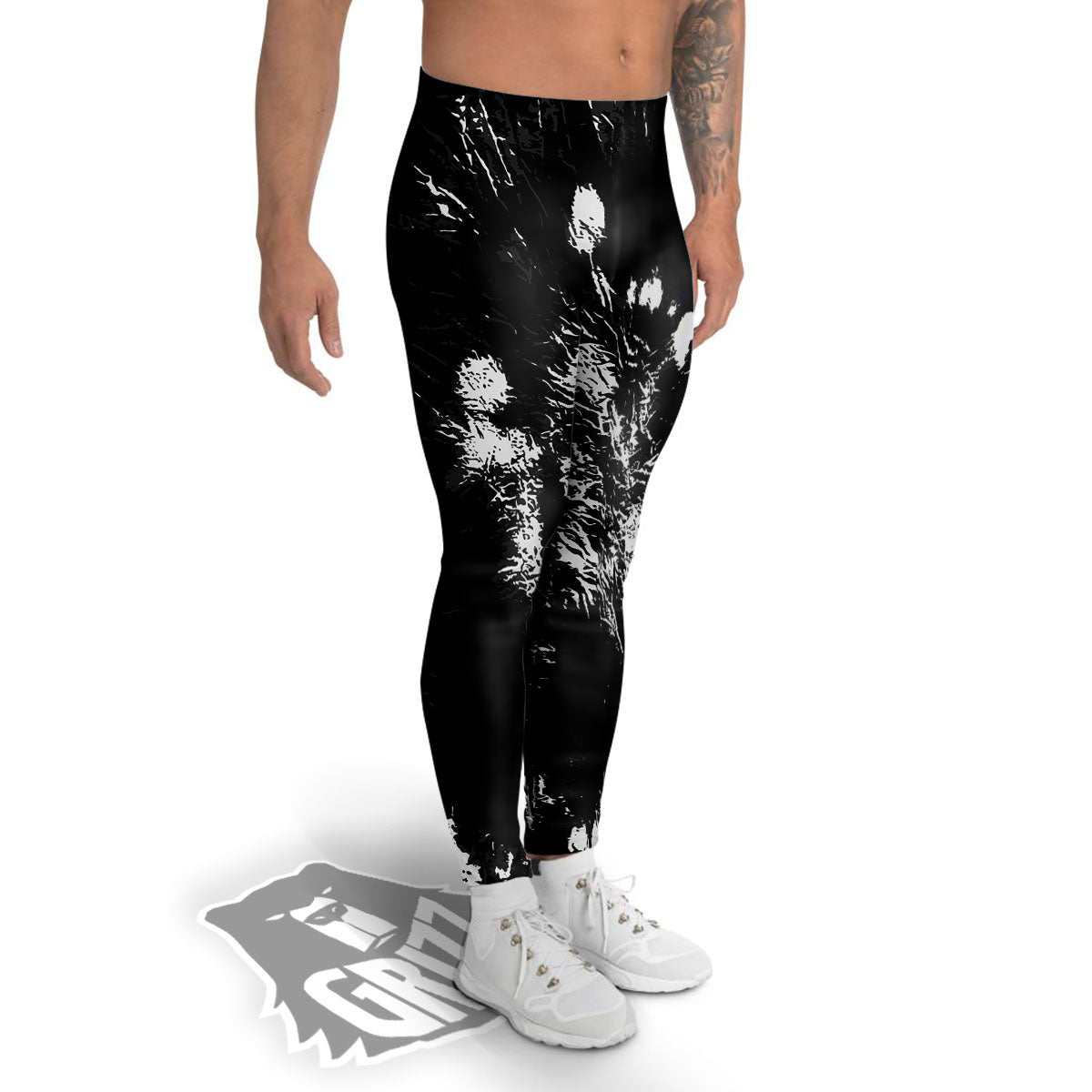 Spiral Tie Dye Black Backed Print Men's Leggings-grizzshop