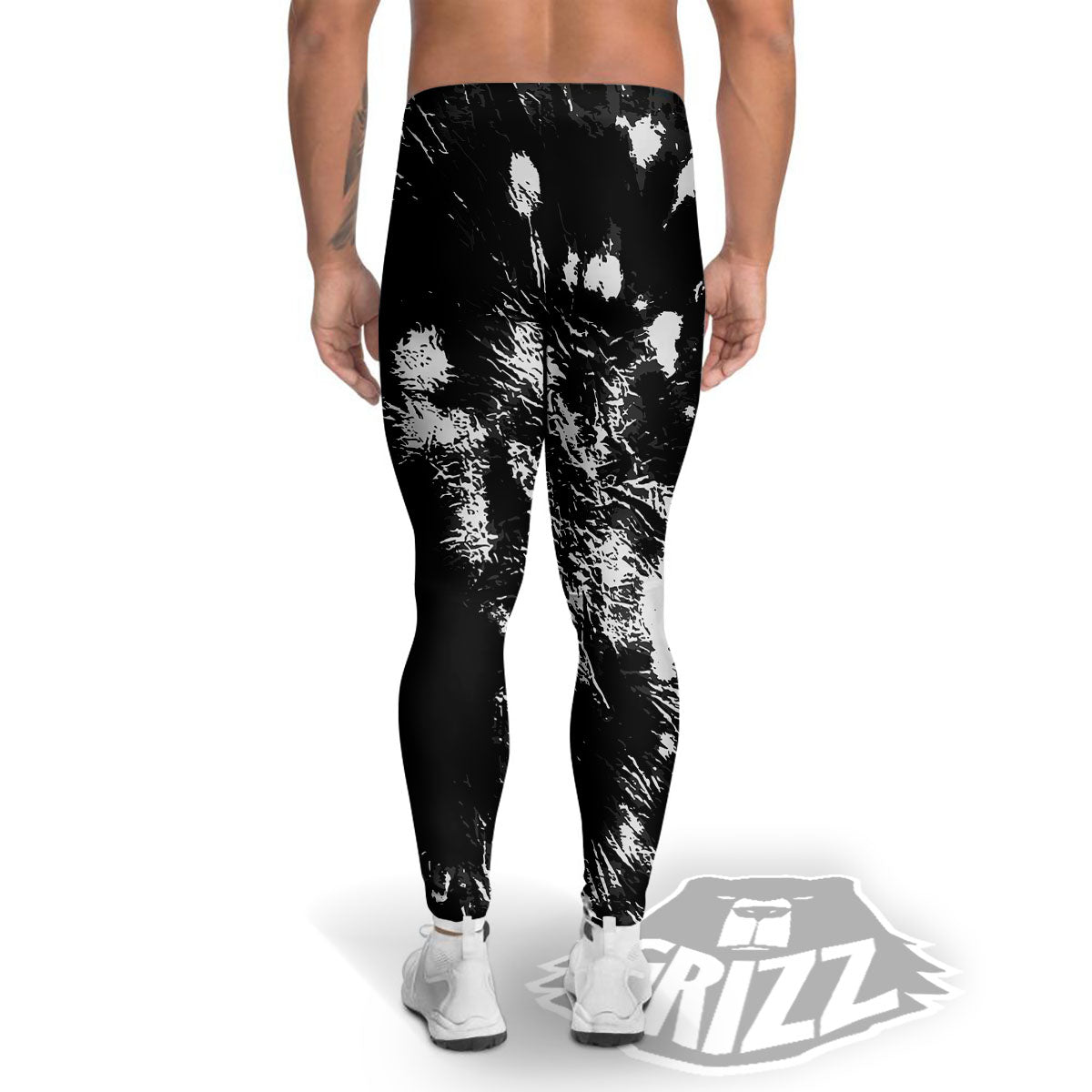 Spiral Tie Dye Black Backed Print Men's Leggings-grizzshop