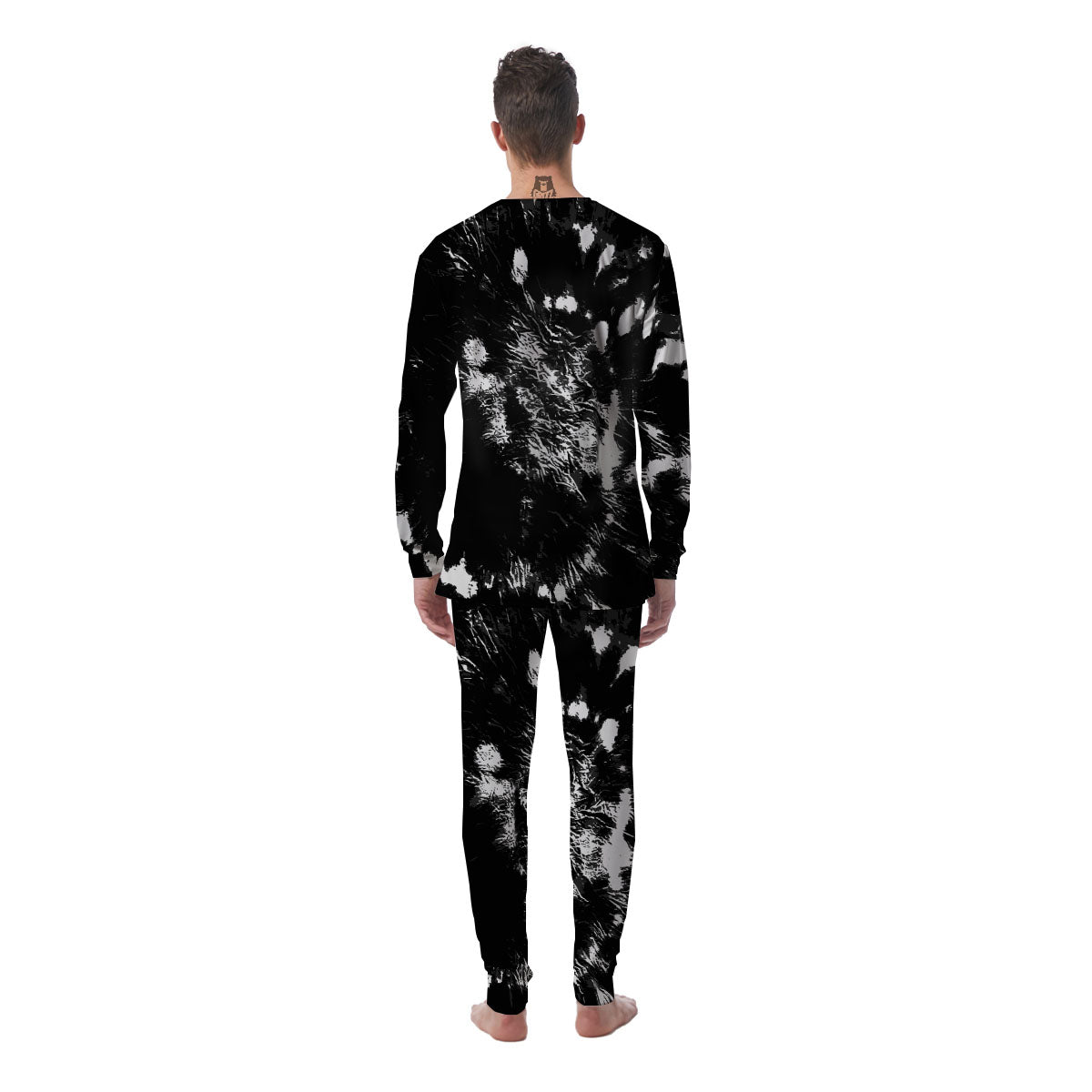 Spiral Tie Dye Black Backed Print Men's Pajamas-grizzshop