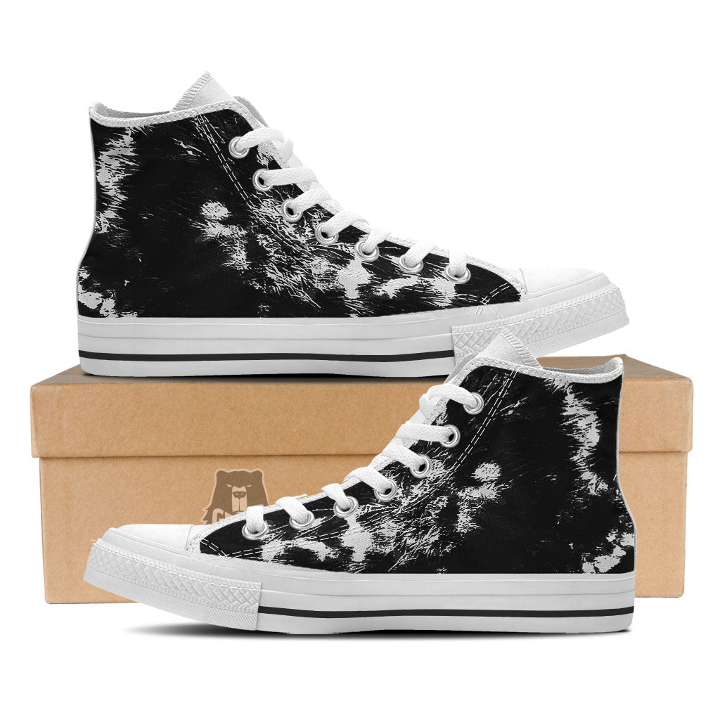 Spiral Tie Dye Black Backed Print White High Top Shoes-grizzshop