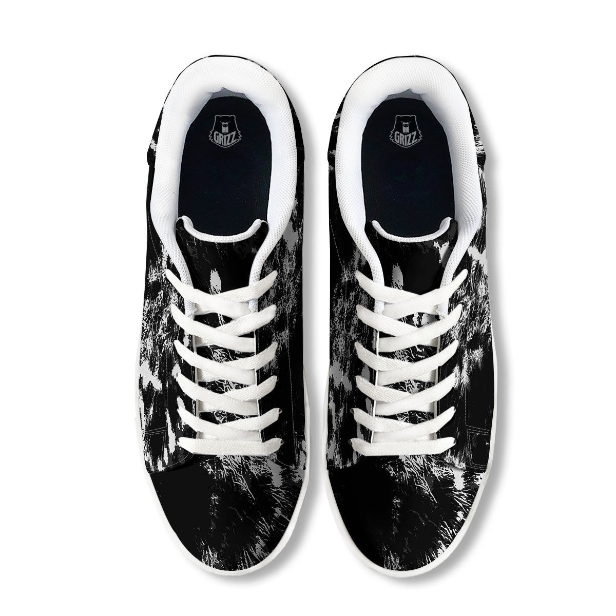 Spiral Tie Dye Black Backed Print White Low Top Sneakers-grizzshop