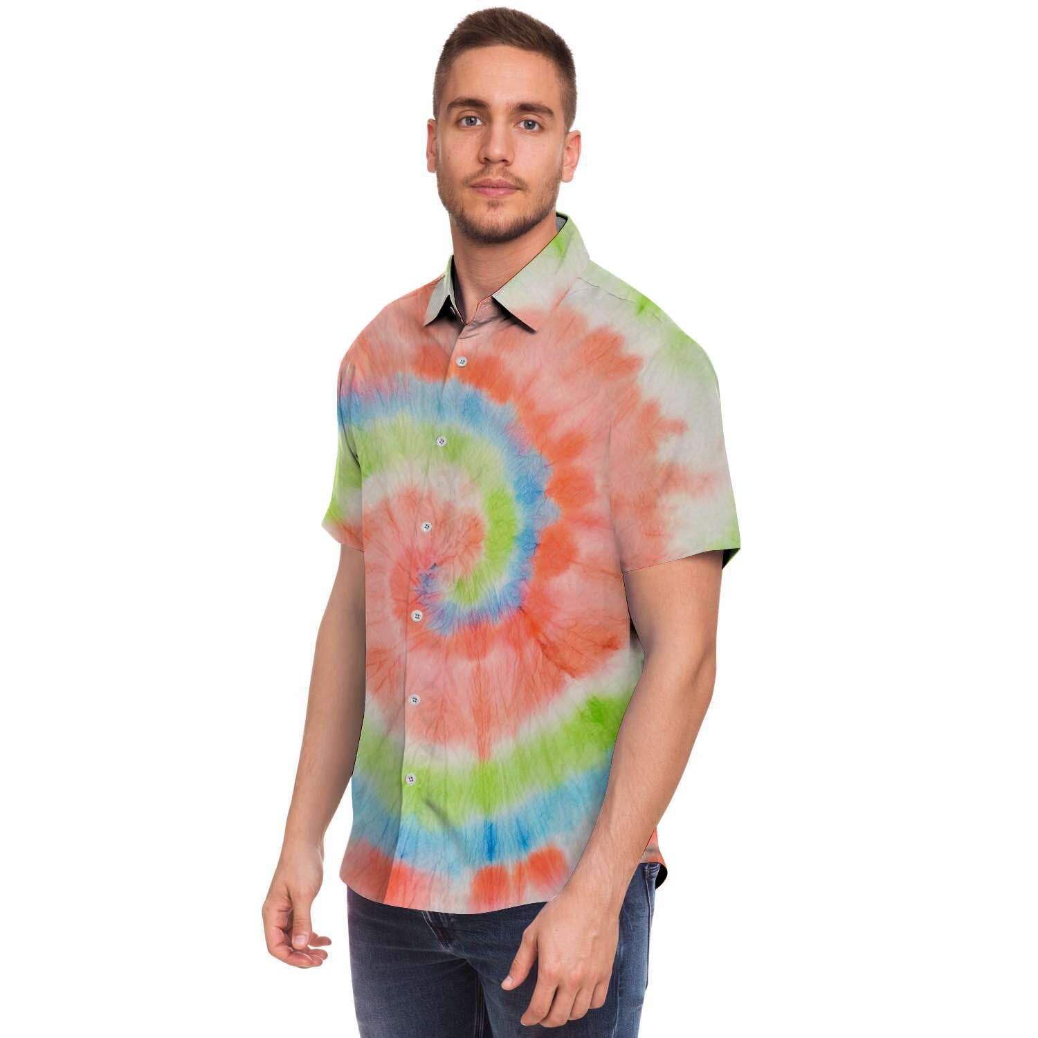 Spiral Tie Dye Men's Short Sleeve Shirt-grizzshop