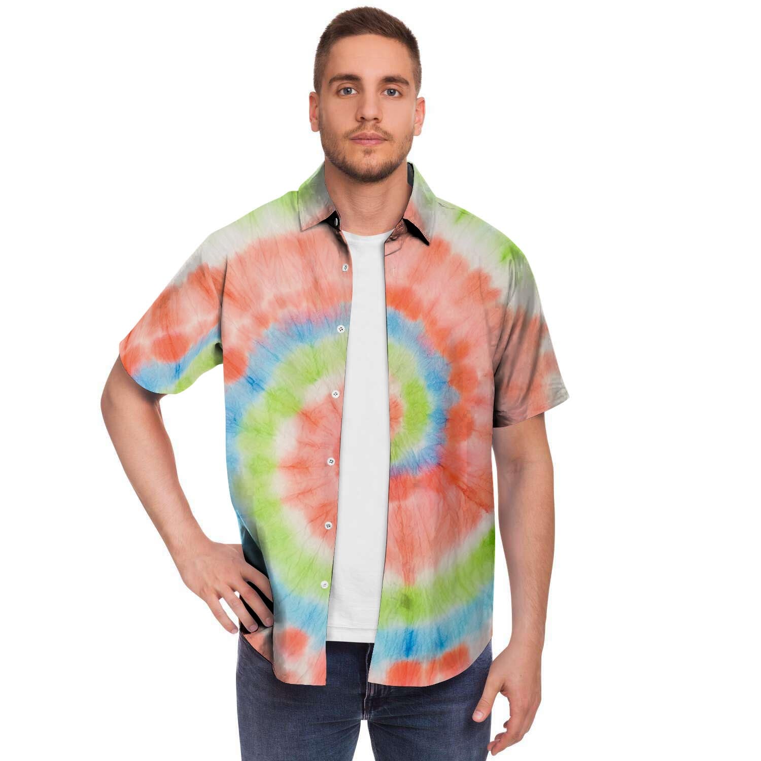Spiral Tie Dye Men's Short Sleeve Shirt-grizzshop