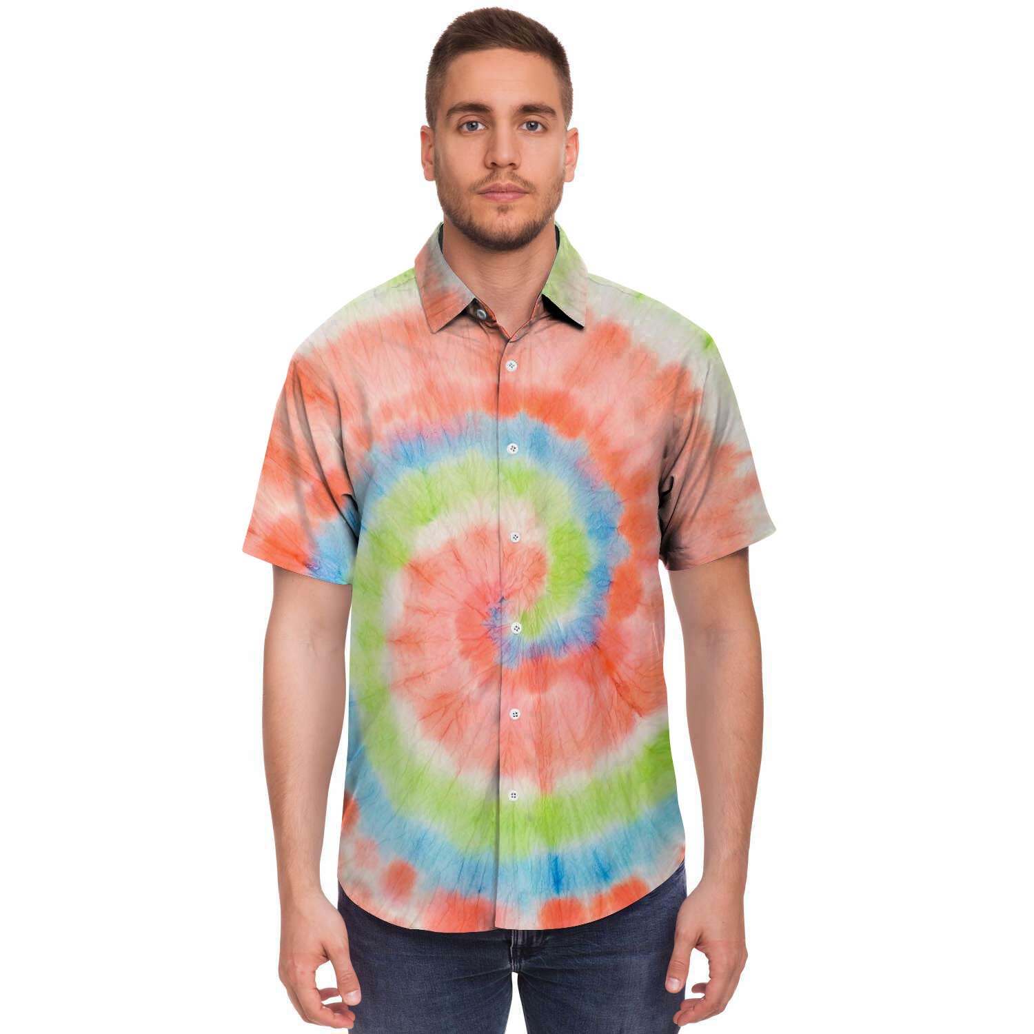 Spiral Tie Dye Men's Short Sleeve Shirt-grizzshop