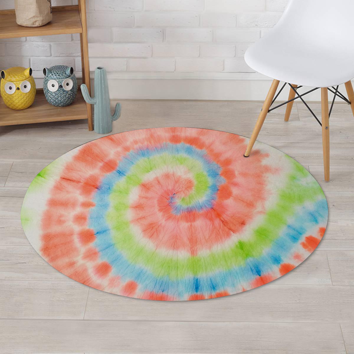 Spiral Tie Dye Round Rug-grizzshop