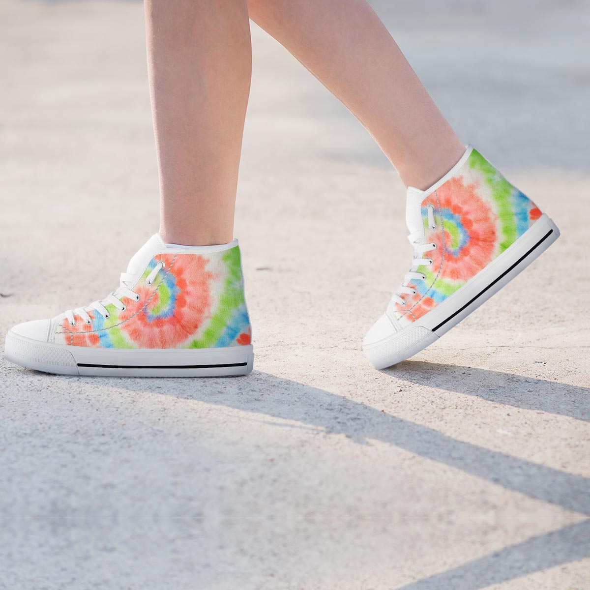 Spiral Tie Dye Women's High Top Shoes-grizzshop