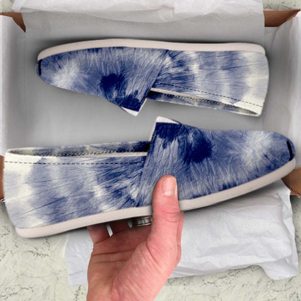 Spiral Blue Swirl Tie Die Canvas Shoes-grizzshop