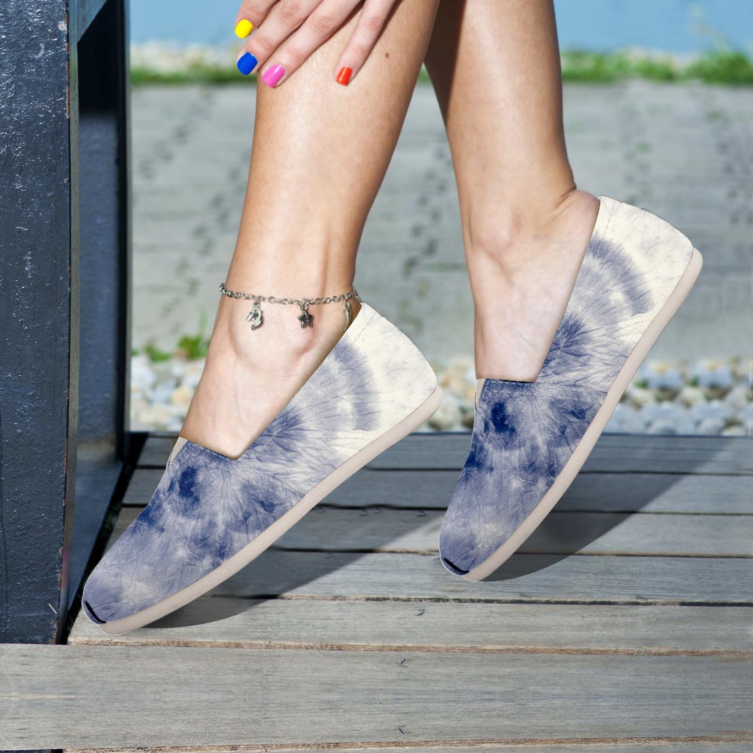 Spiral Blue Swirl Tie Die Canvas Shoes-grizzshop