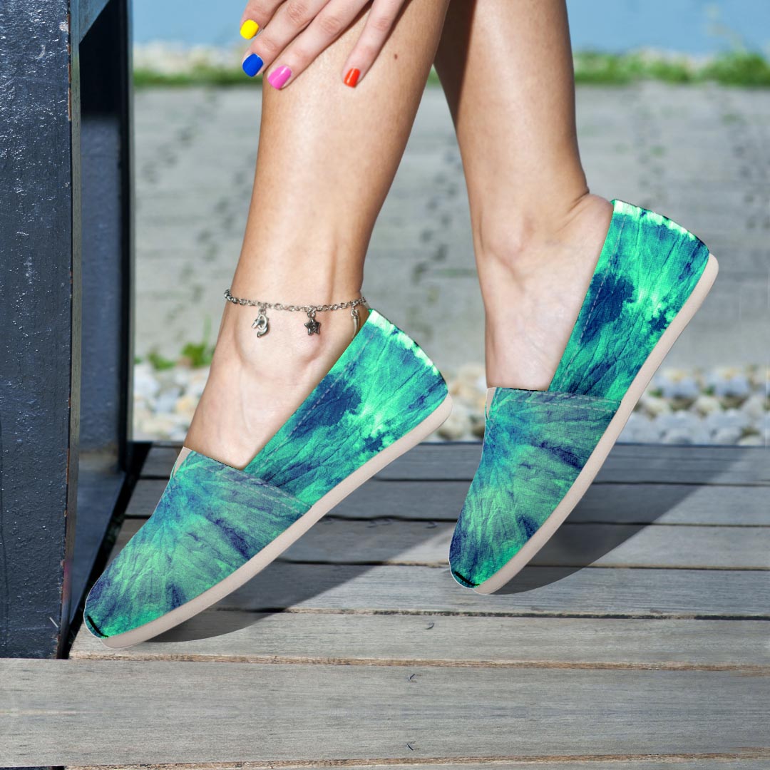 Spiral Green Tie Dye Canvas Shoes-grizzshop