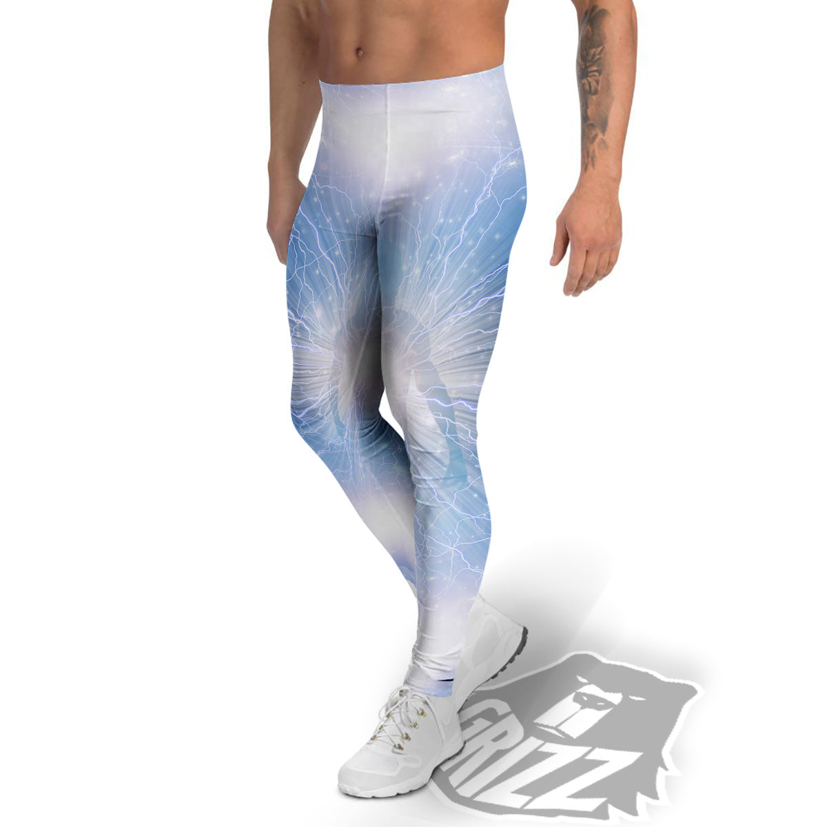 Spirit Blue Abstract Print Men's Leggings-grizzshop
