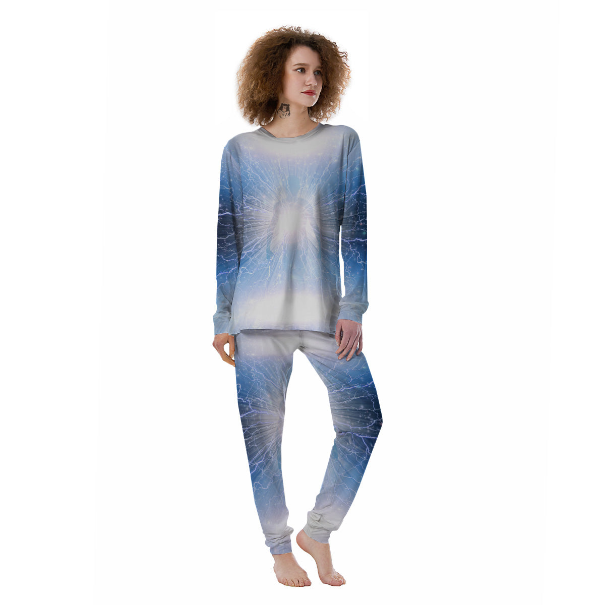 Spirit Blue Abstract Print Women's Pajamas-grizzshop
