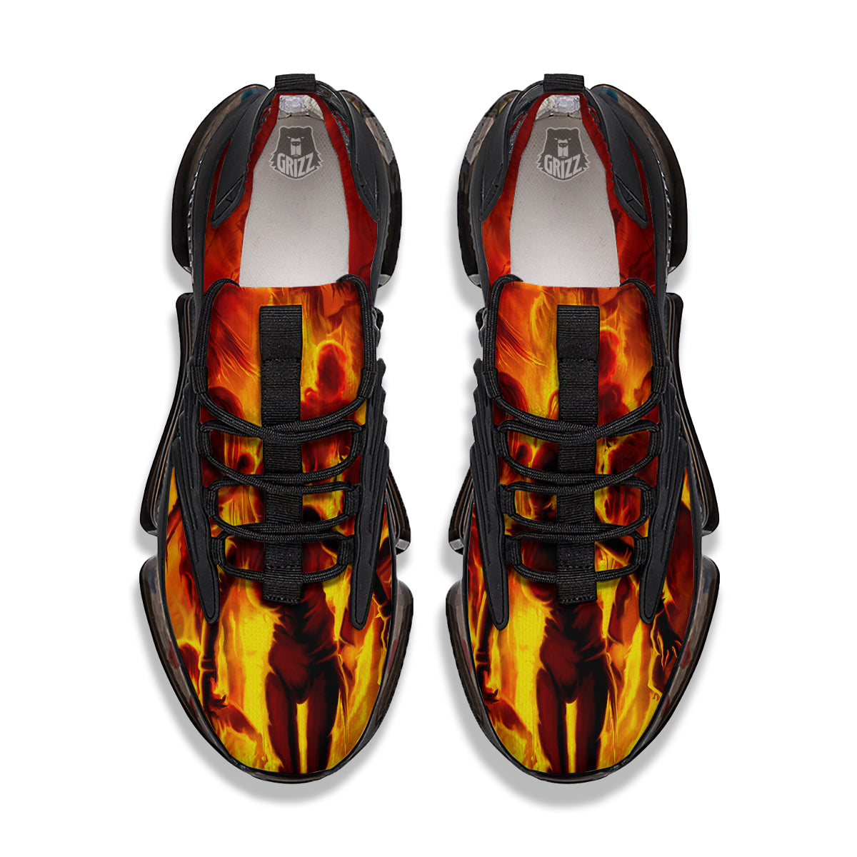 Spirit In Fire Hell Print Black Gym Shoes-grizzshop