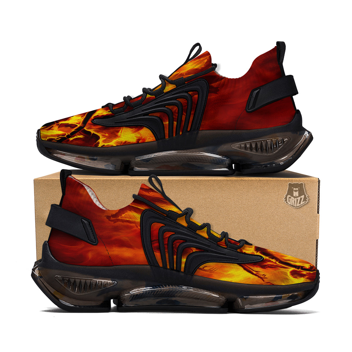 Spirit In Fire Hell Print Black Gym Shoes-grizzshop