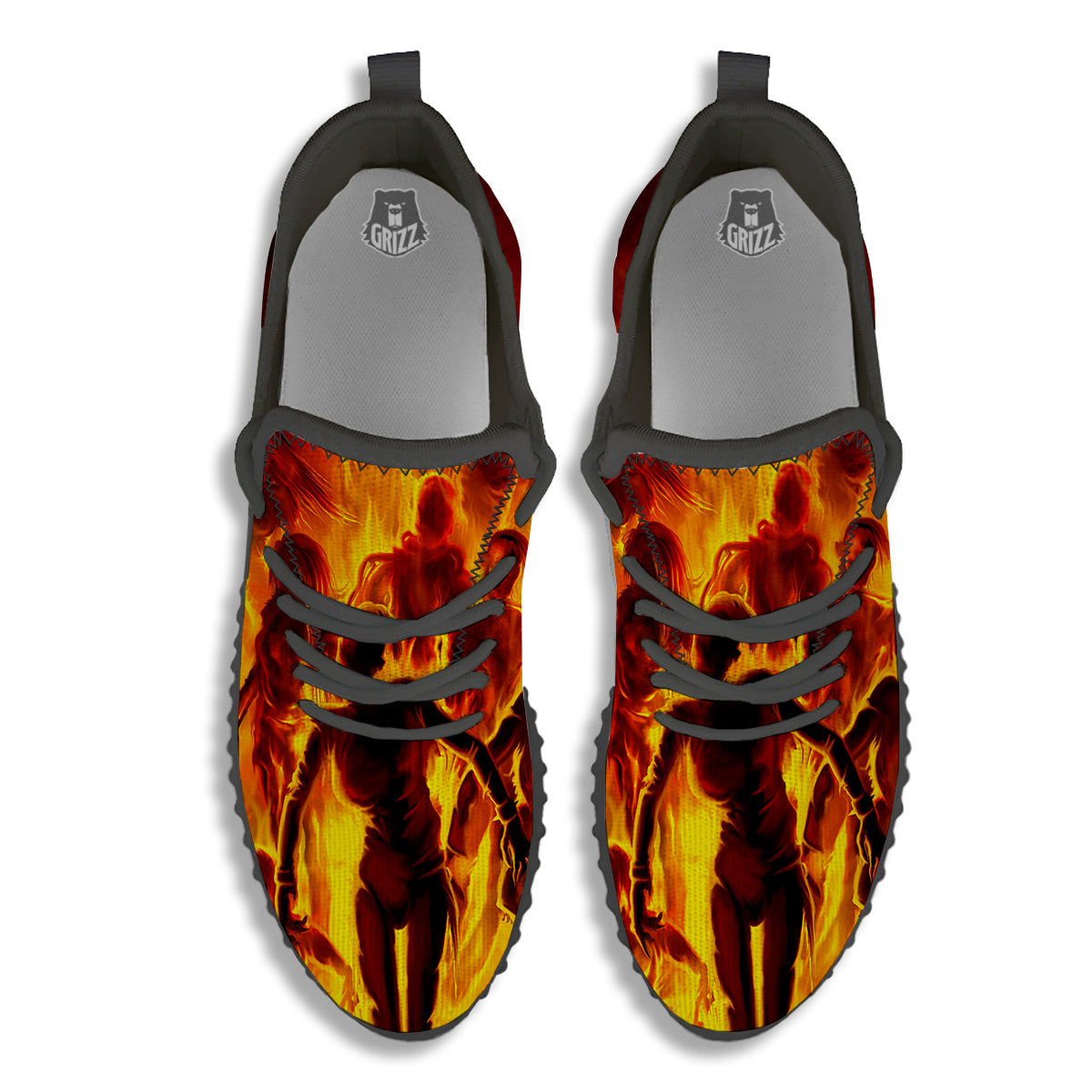 Spirit In Fire Hell Print Black Walking Shoes-grizzshop