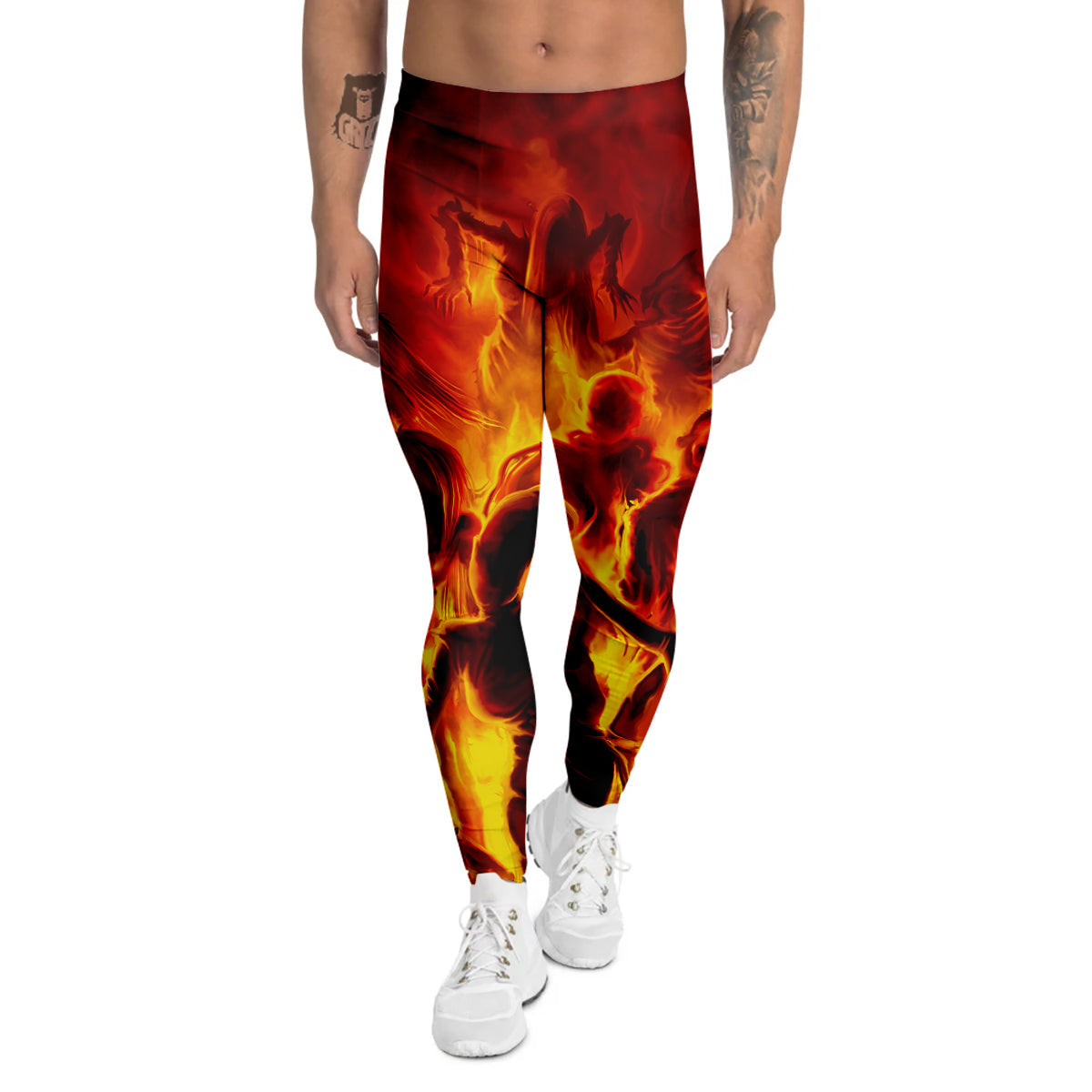 Spirit In Fire Hell Print Men's Leggings-grizzshop