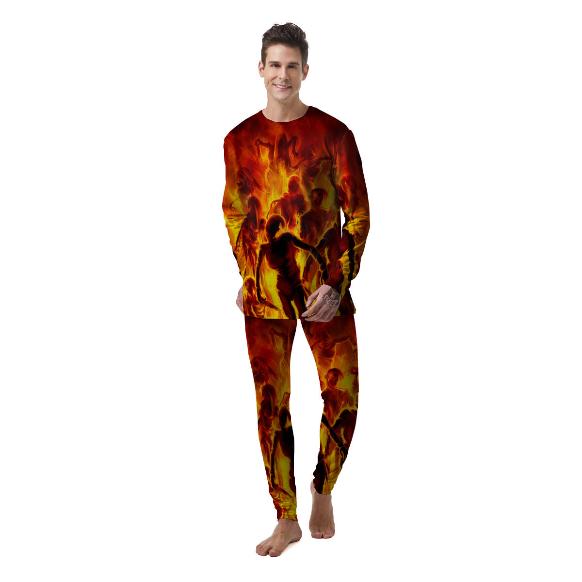 Spirit In Fire Hell Print Men's Pajamas-grizzshop