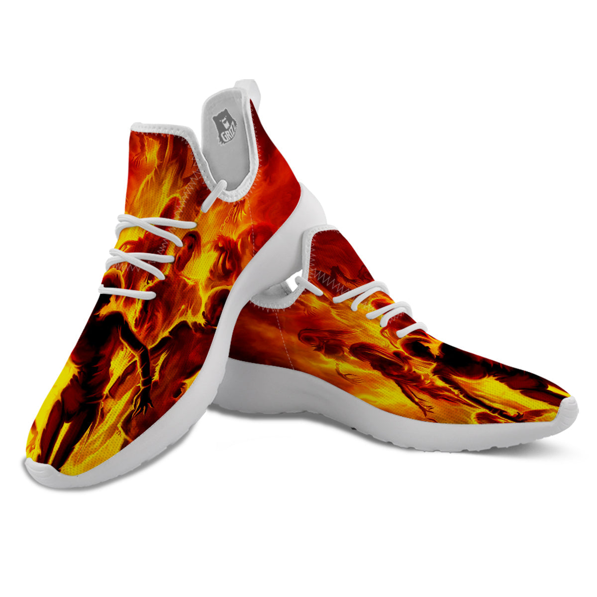 Spirit In Fire Hell Print White Athletic Shoes-grizzshop