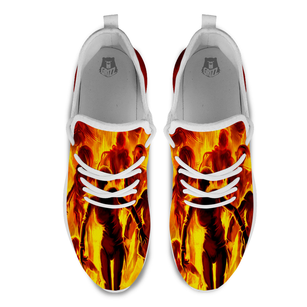 Spirit In Fire Hell Print White Athletic Shoes-grizzshop
