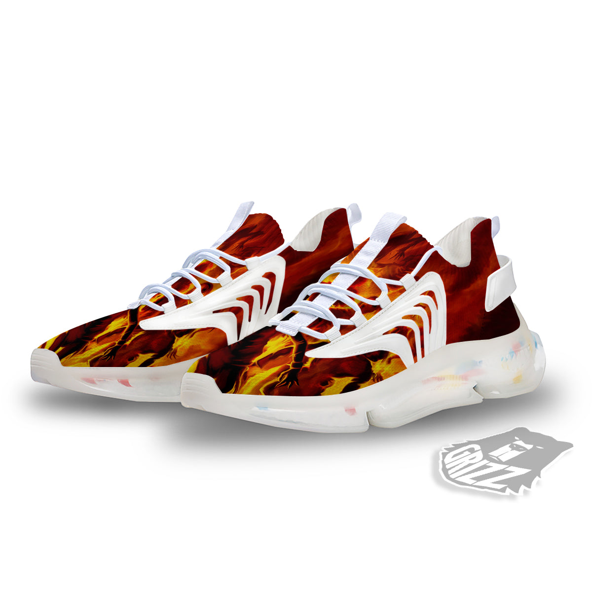 Spirit In Fire Hell Print White Gym Shoes-grizzshop