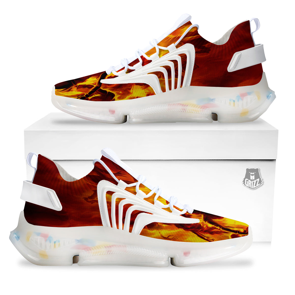 Spirit In Fire Hell Print White Gym Shoes-grizzshop
