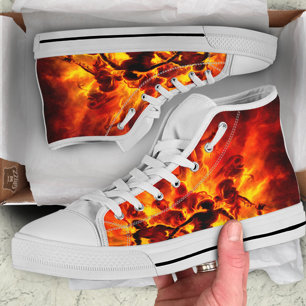 Spirit In Fire Hell Print White High Top Shoes-grizzshop