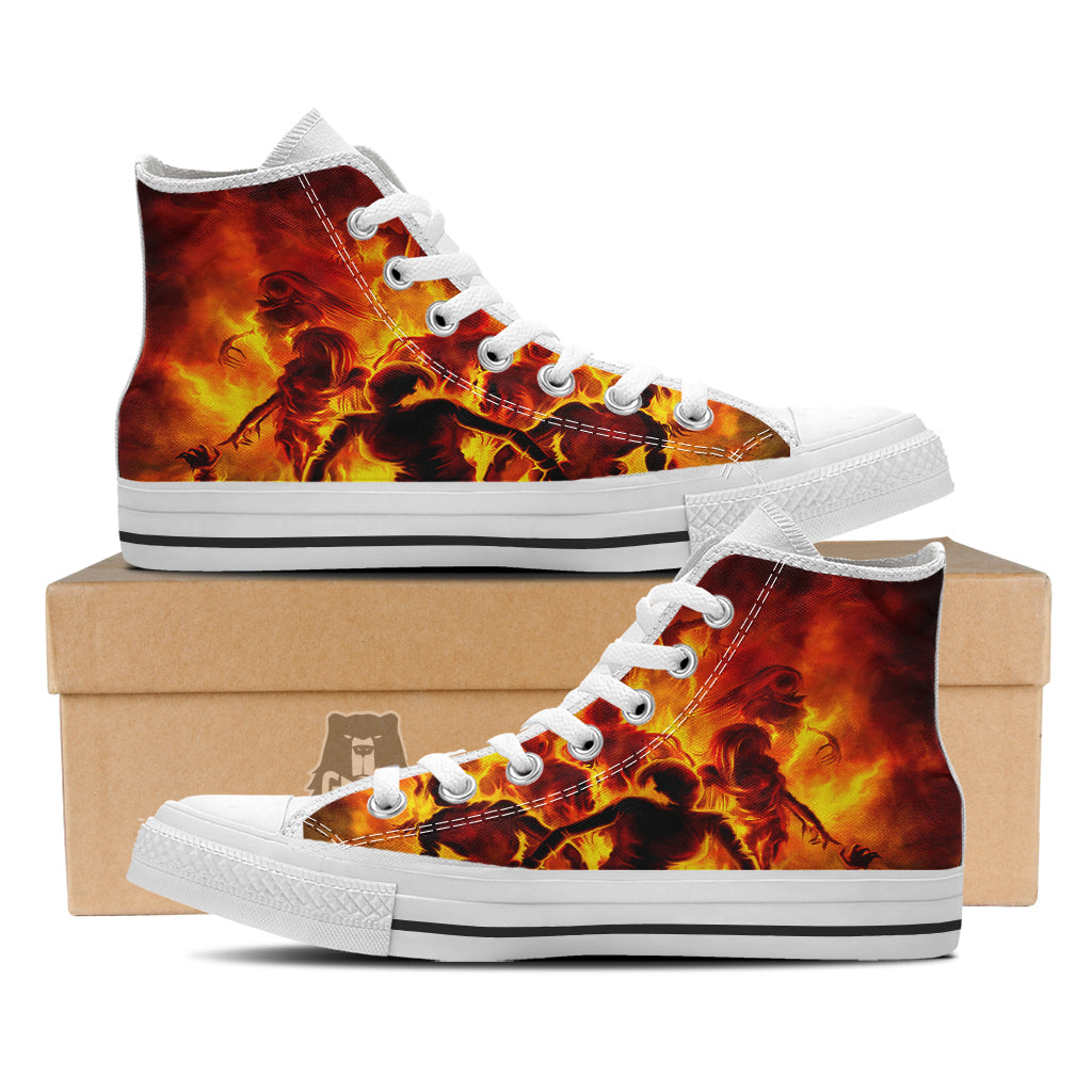 Spirit In Fire Hell Print White High Top Shoes-grizzshop