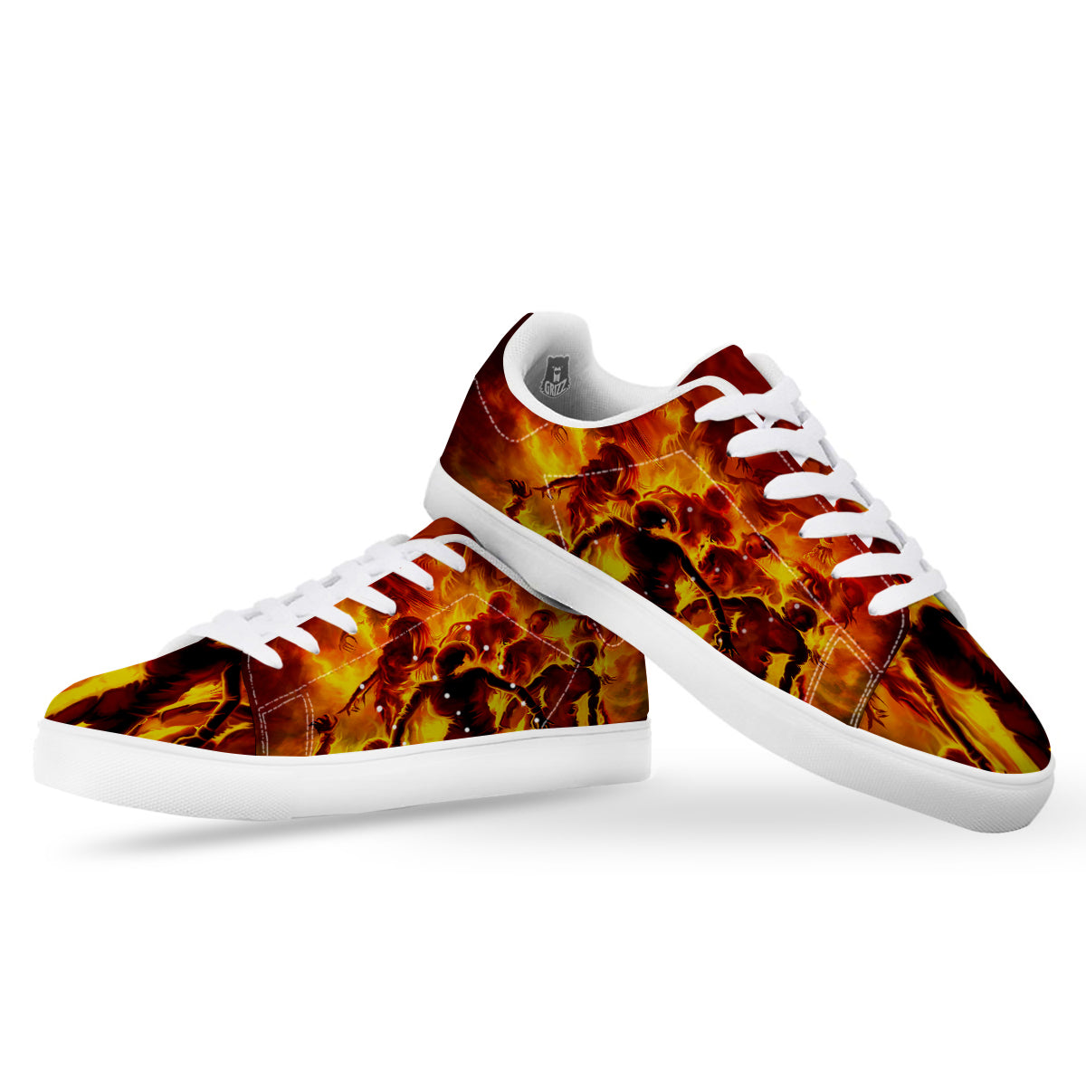 Spirit In Fire Hell Print White Low Top Sneakers-grizzshop