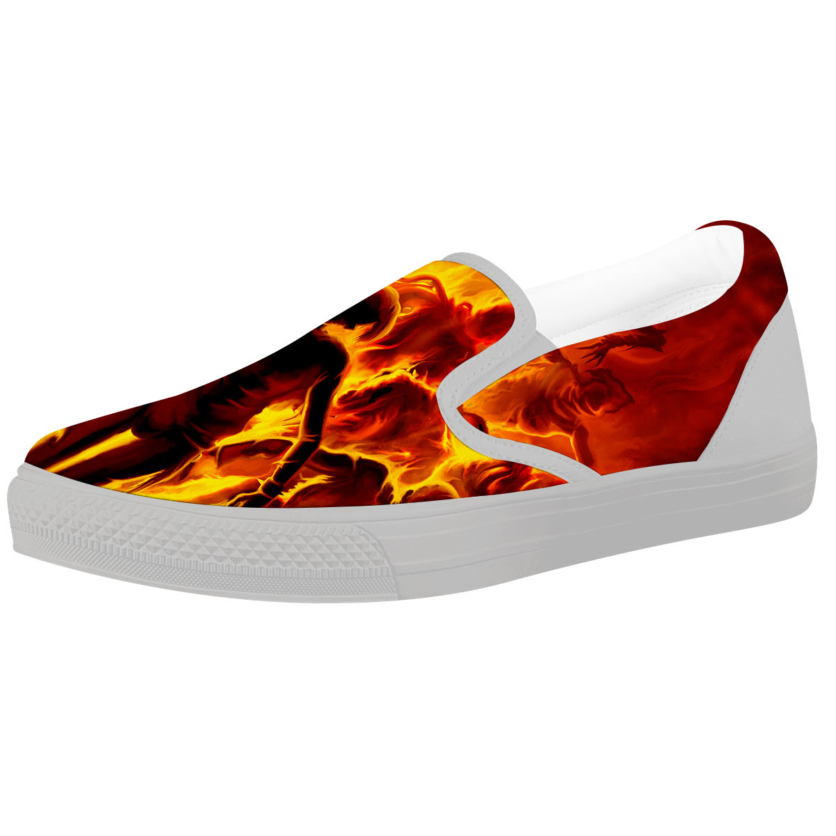 Spirit In Fire Hell Print White Slip On Shoes-grizzshop