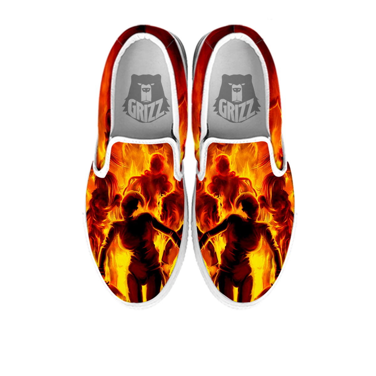 Spirit In Fire Hell Print White Slip On Shoes-grizzshop