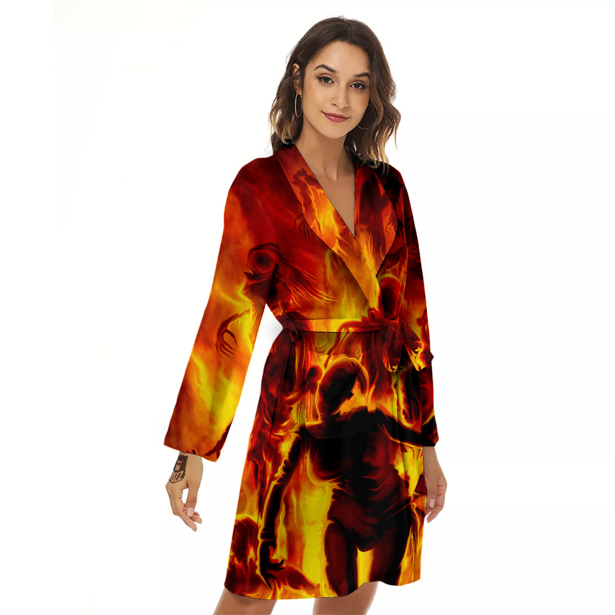 Spirit In Fire Hell Print Women's Robe-grizzshop