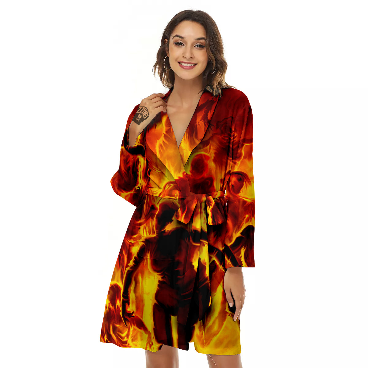 Spirit In Fire Hell Print Women's Robe-grizzshop