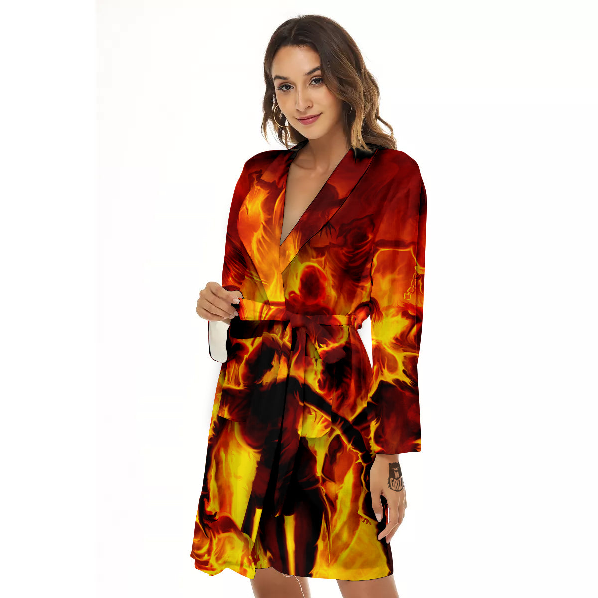 Spirit In Fire Hell Print Women's Robe-grizzshop