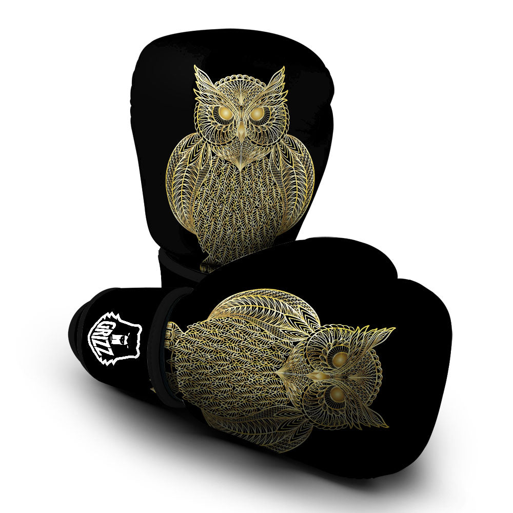 Spirit Owl Gold Print Boxing Gloves-grizzshop