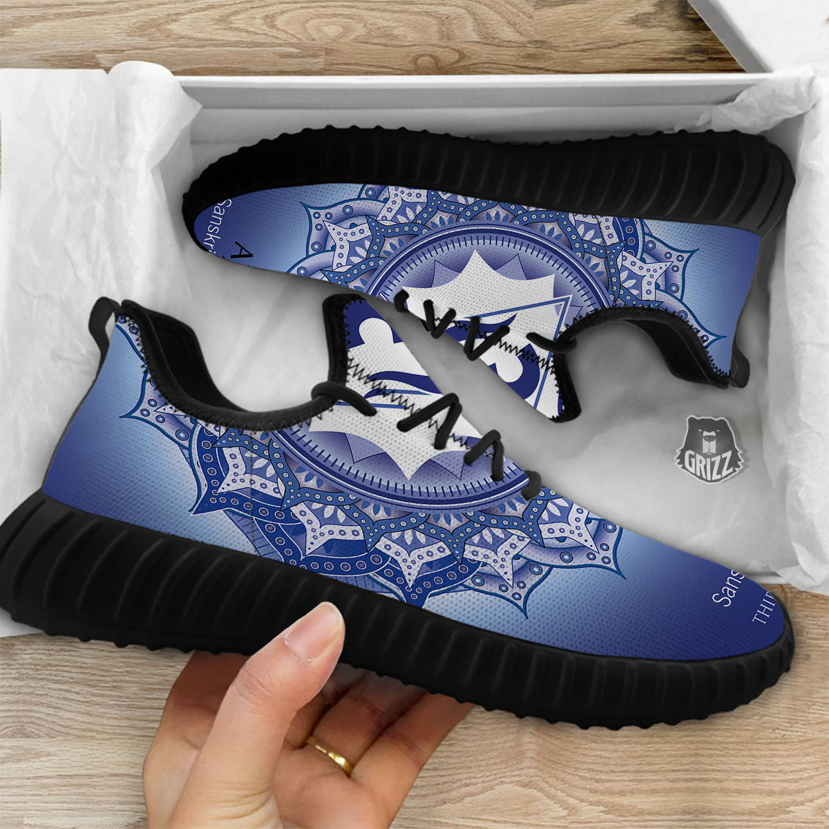 Spiritual Ajna Chakra Print Black Walking Shoes-grizzshop