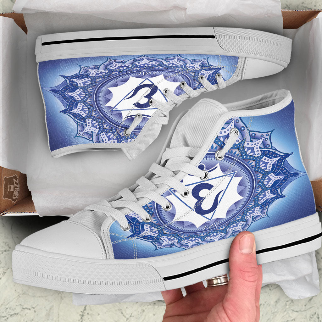 Spiritual Ajna Chakra Print White High Top Shoes-grizzshop