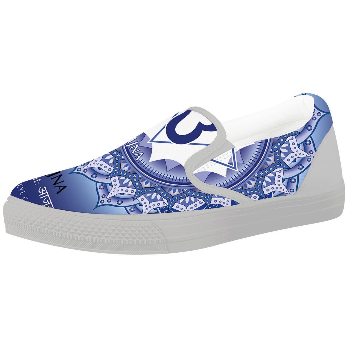 Spiritual Ajna Chakra Print White Slip On Shoes-grizzshop