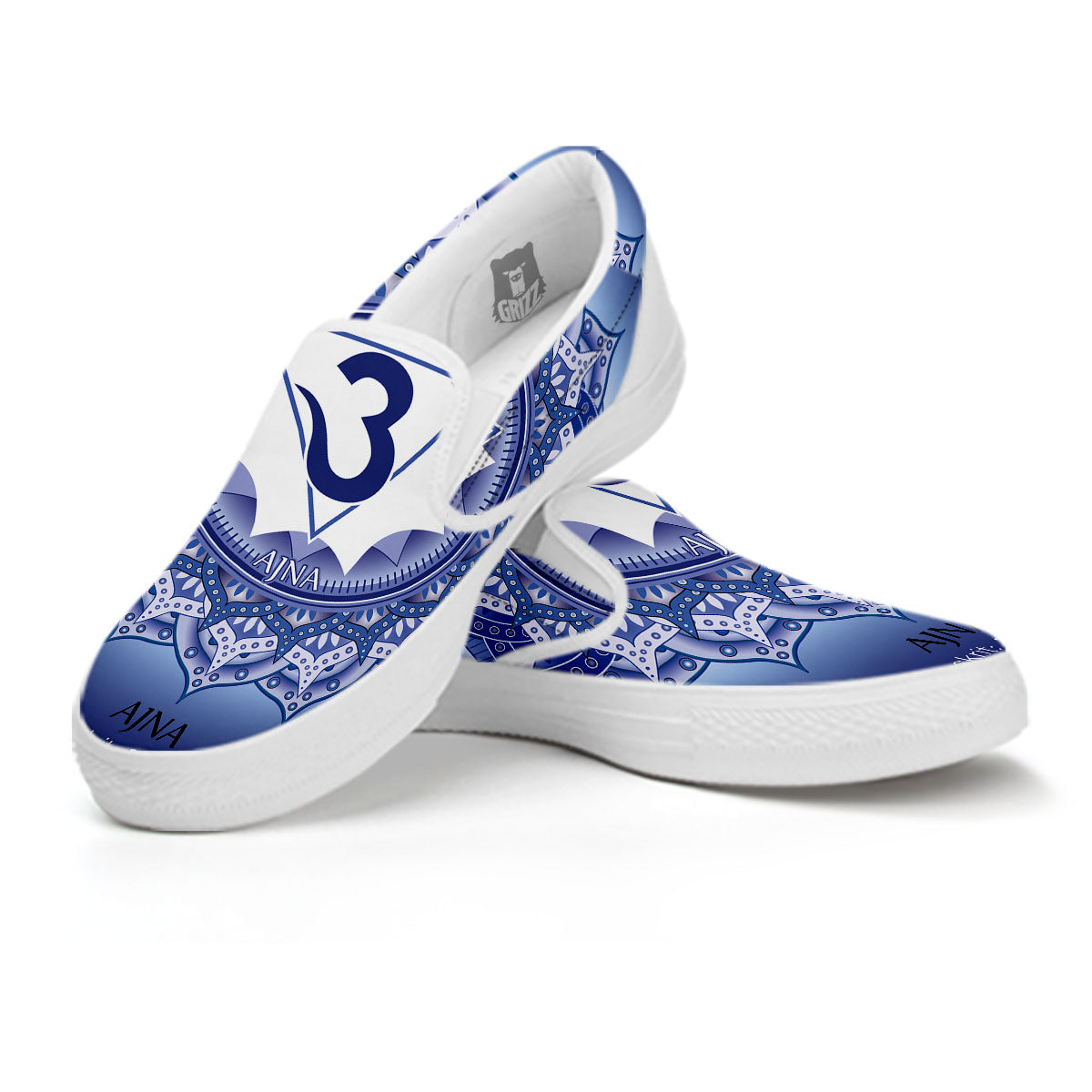 Spiritual Ajna Chakra Print White Slip On Shoes-grizzshop