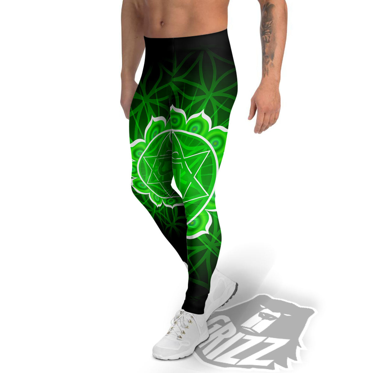 Spiritual Anahata Chakra Print Men's Leggings-grizzshop