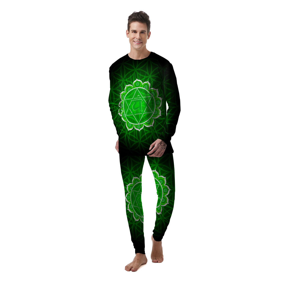 Spiritual Anahata Chakra Print Men's Pajamas-grizzshop