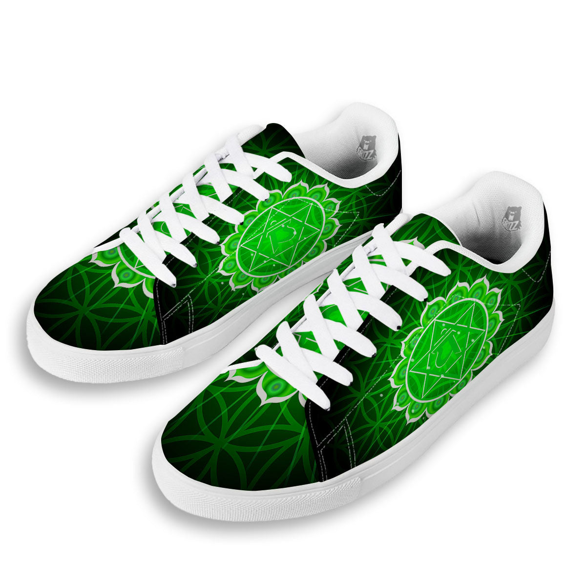 Spiritual Anahata Chakra Print White Low Top Sneakers-grizzshop