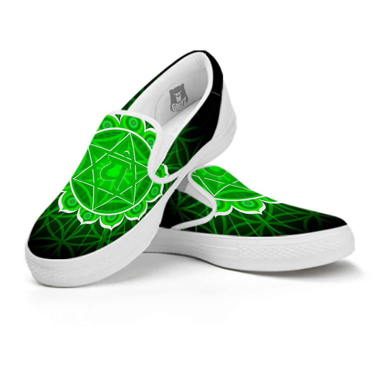 Spiritual Anahata Chakra Print White Slip On Shoes-grizzshop