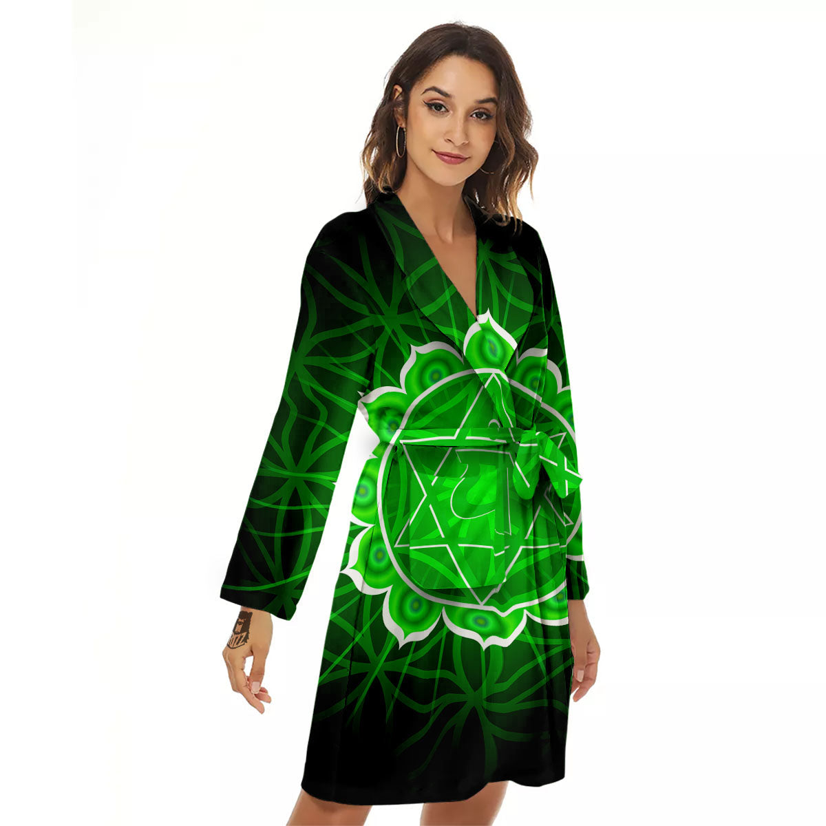 Spiritual Anahata Chakra Print Women's Robe-grizzshop
