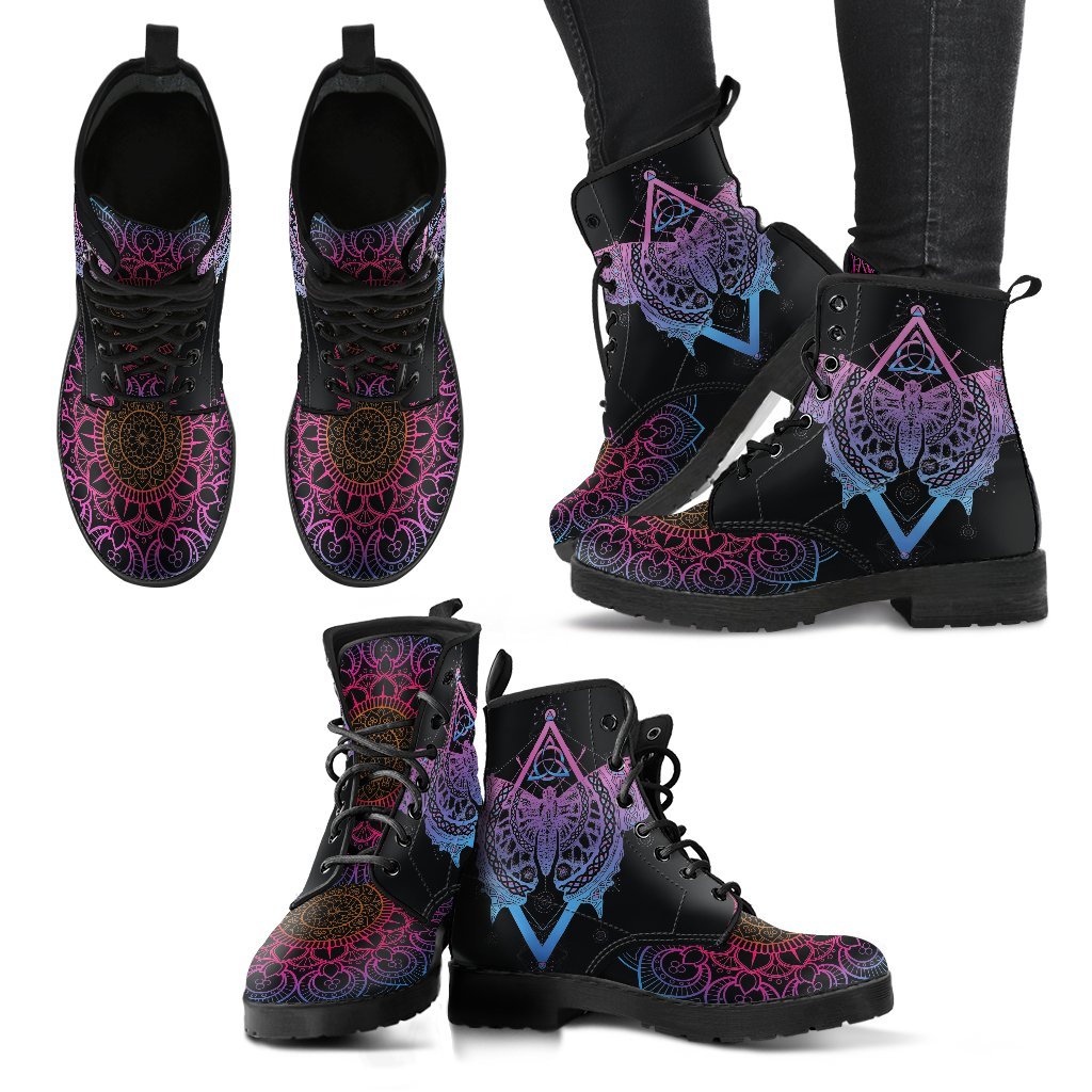 Spiritual Butterfly Women's Leather Boots-grizzshop